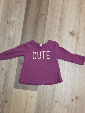 Kids 'CUTE' Long-Sleeve Top - Berry
